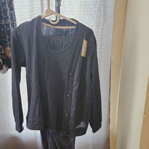 Live To Lounge Navy Button-Up Pajama Set. 3 Piece.